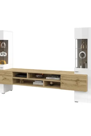 Marque Ensemble meuble TV et 2 armoires Akram Blanc et Bois