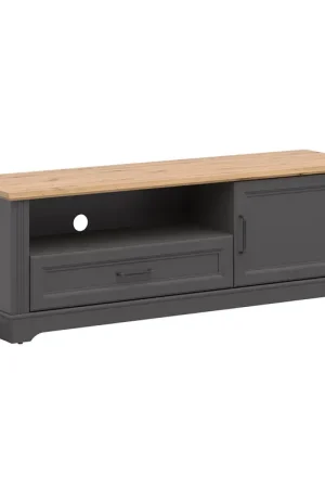 Meuble TV 1 porte 1 tiroir 150 cm Charlie Gris Anthracite Bon Marché