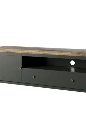 Meuble TV 1 porte 1 tiroir 181 cm Martin Vert et Bois Marque