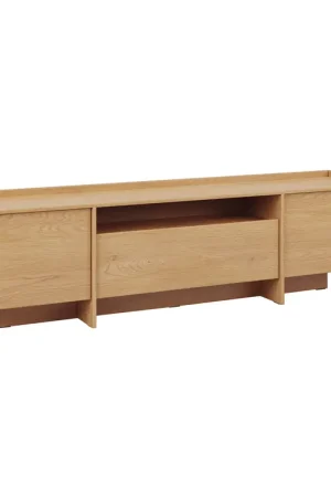 Meuble TV 3 portes 200 cm Japandi Bois Authentique