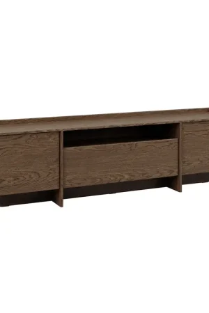 Meuble TV 3 portes 200 cm Japandi Bois foncé Affaire À Saisir