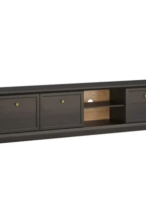 Populaire Meuble TV 3 portes 206 cm Toja Bois anthracite