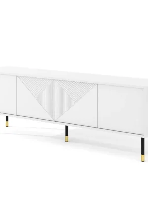 Meuble TV 4 portes 180 cm Aglaé Blanc Expédition Rapide