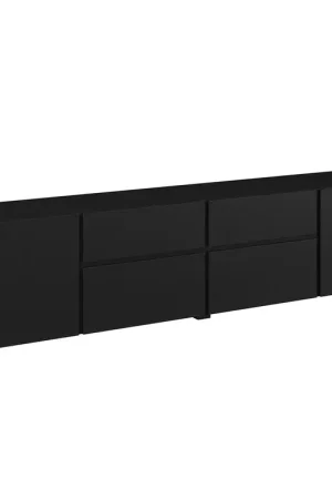 Nouveauté Meuble TV 4 portes 2 tiroirs 195 cm Maxis Noir