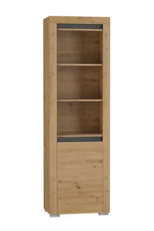 Bibliothèque 1 porte LED inclus Kasla Bois et Anthracite Vente Directe