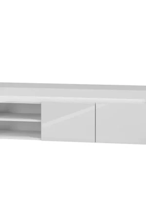 Retour Gratuit Meuble TV 2 portes 152 cm LED inclus Kasla Blanc