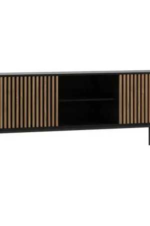 Bon Marché Meuble TV 150 cm 2 portes Melchior Noir et Bois