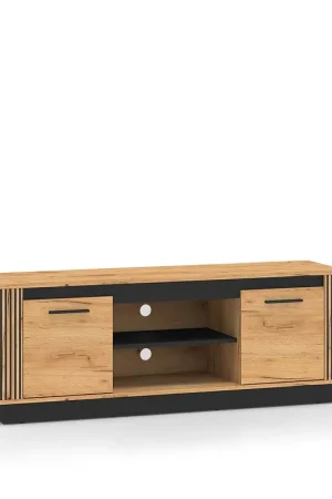 Certifié Meuble TV 2 portes 150 cm Solal Bois et Noir