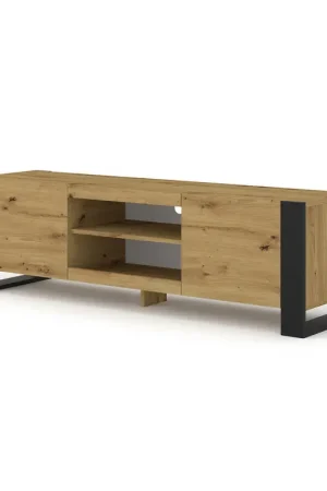 Quantité Limitée Meuble TV 2 portes 158 cm Gani Bois et Noir