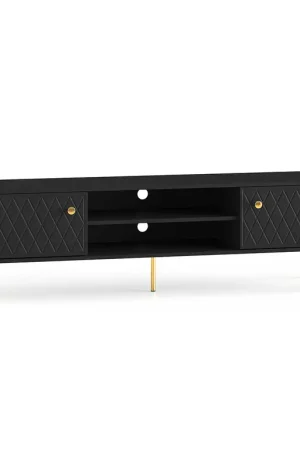 Meuble TV 2 portes 160 cm Manoé Noir Promotion Saisonnière