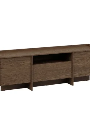 Authentique Meuble TV 2 portes 175 cm Japandi Bois foncé