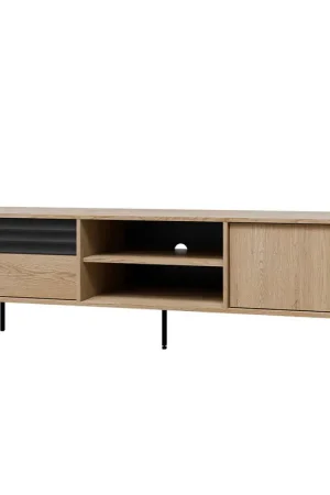 Meuble TV 2 portes 180 cm Astra Bois et Noir Promotion