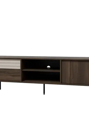 Meuble TV 2 portes 180 cm Astra Bois foncé et Cachemire Top Vente