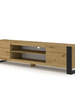 Offre Exclusive Meuble TV 2 portes 188 cm Gani Bois et Noir