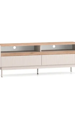 Meuble TV 2 tiroirs 154 cm Connie Cachemire et Bois Petit Prix