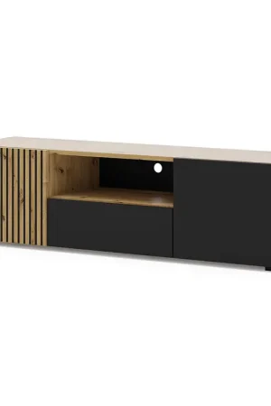 Meuble TV 3 portes 150 cm Nera Bois et Noir Certifié