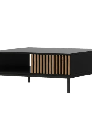 Table basse 1 tiroir 1 niche Melchior Noir et Bois Must-Have