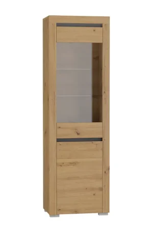Achat Immédiat Vitrine 2 portes LED inclus Kasla Bois et Anthracite