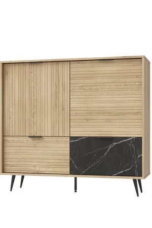 Offre Du Jour Buffet 2 portes 2 tiroirs Luka Bois et Noir