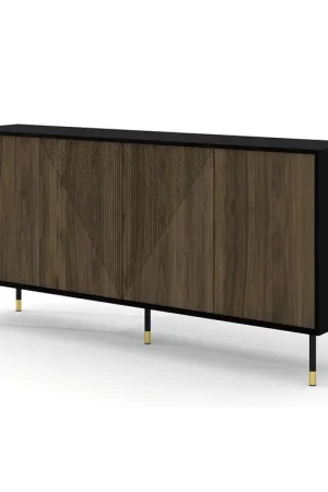 Buffet 4 portes Aglaé Bois et Noir Acheter En Ligne