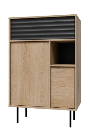 Buffet haut 3 portes Astra Bois et Noir Satisfait Ou Remboursé