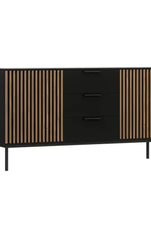 Livraison Express Buffet 2 portes 3 tiroirs Melchior Noir et Bois