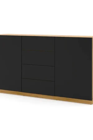 Buffet 2 portes 4 tiroirs Aurus Bois et Noir Offre Spéciale