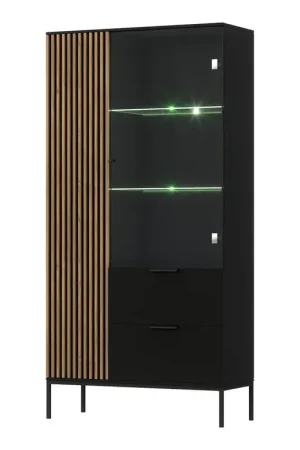 Vaisselier 2 portes 2 tiroirs Melchior Noir et Bois Quantité Limitée