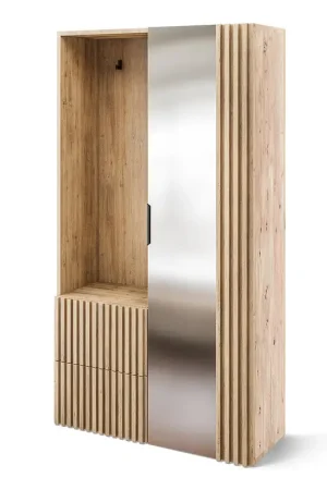 Réduction Meuble d'entrée 1 porte 2 tiroirs Velma Bois