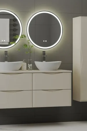 Super Prix Ensemble meuble double vasque 120cm et colonne Ellie Cachemire