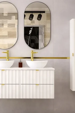 Ensemble meuble double vasque 120cm et colonne Lexa Blanc Livraison Express