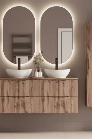 Ensemble meuble double vasque 120cm et colonne Tao Bois Promotion Saisonnière