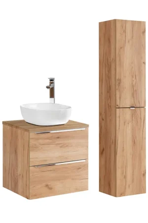 Ensemble meuble simple vasque 60cm et colonne April Bois Nouvelle Collection
