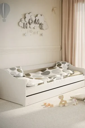 Soldes Lit 90x200 sommier matelas et tiroir inclus Kocot Kids Allison Blanc