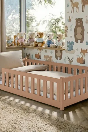 Lit au sol 120x200 sommier inclus Maya Marron Promotion Saisonnière