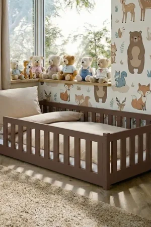 Prix Promo Lit au sol 120x200 sommier inclus Maya Marron foncé
