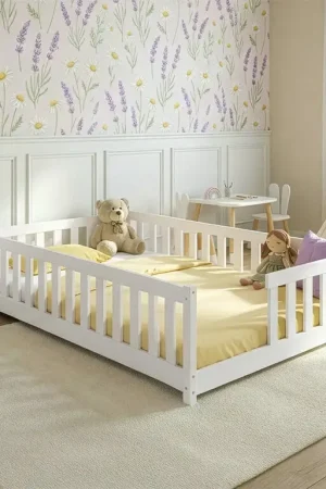 Petit Prix Lit au sol 120x200 sommier inclus Théa Blanc