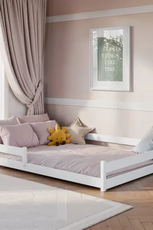 Lit au sol 140x200 sommier inclus Lily Blanc Authentique