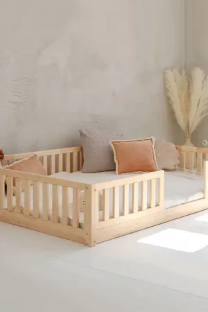 Certifié Lit 140x190 barrières et sommier inclus pieds 1 cm Agnès Bois