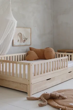Offre Du Jour Lit 140x200 barrière sommier et tiroir inclus Agnès Bois