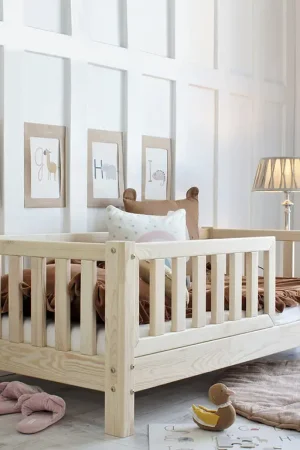 Bon Plan Lit 80x160 barrière et sommier inclus pieds 10 cm Agnès Bois