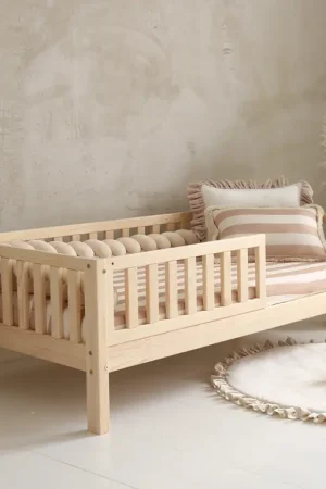 Lit 90x190 barrière et sommier inclus pieds 19 cm Agnès Bois Vente Directe