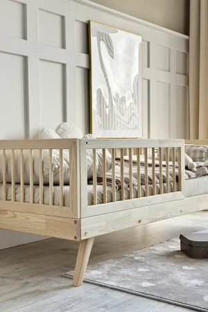 Lit 90x190 barrière haute et sommier inclus pieds 20 cm Maylis Bois Marque