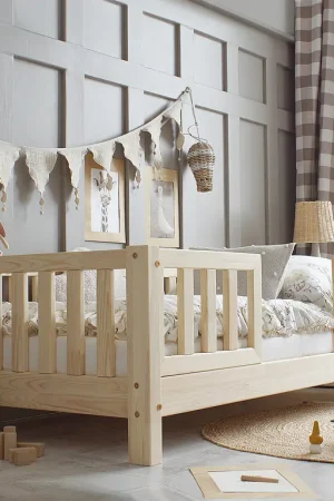 Lit 90x190 barrières et sommier inclus pieds 10 cm Agnès Bois Marque