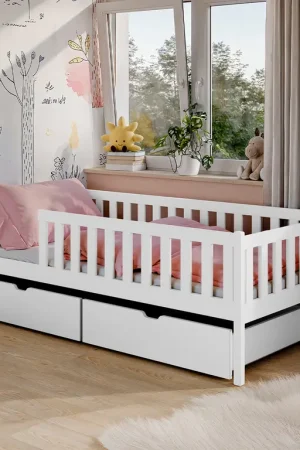 Lit 90x190 sommier et tiroirs inclus Antoine Blanc Petit Prix