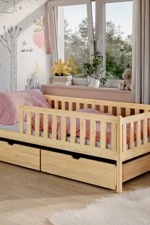 Vente Flash Lit 90x190 sommier et tiroirs inclus Antoine Bois