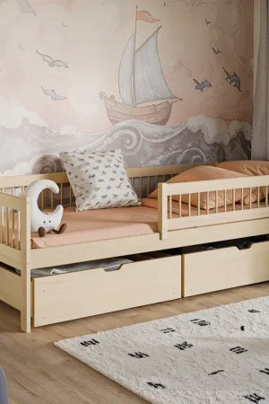 Haute Qualité Lit 90x190 sommier et tiroirs inclus Edouard Bois