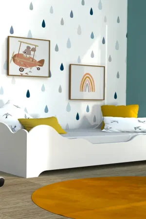 Lit 90x190 sommier inclus Nuage Blanc Haute Qualité