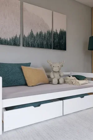 Satisfait Ou Remboursé Lit 90x200 sommier et tiroirs inclus Erwan Blanc