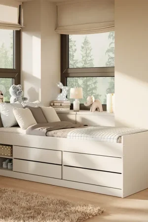 Lit 90x200 sommier et tiroirs inclus Kocot Kids Léon Blanc Seulement Aujourd'hui